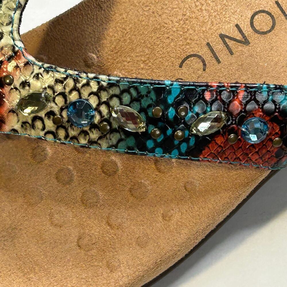 Vionic lucia multi colored jeweled teal red thongs like new condition size 6 - Picture 3 of 6